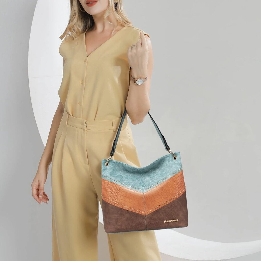 NWT Montana West Large Hobo Bag, Vegan Leather, Top Handle, Roomy Satchel Bag - Picture 2 of 5